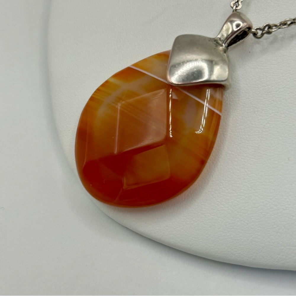 Lia Sophia Kiam Family Silver & Agate Stone Pendant Necklace